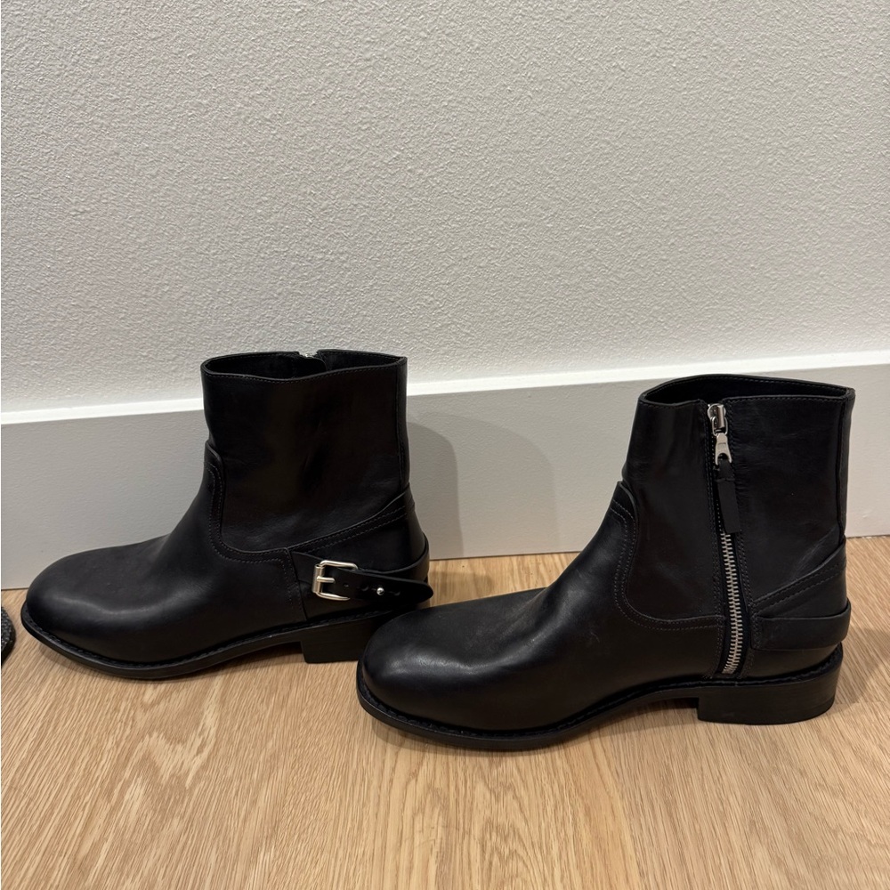 rag & bone Black Ankle Boots with Silver Accents